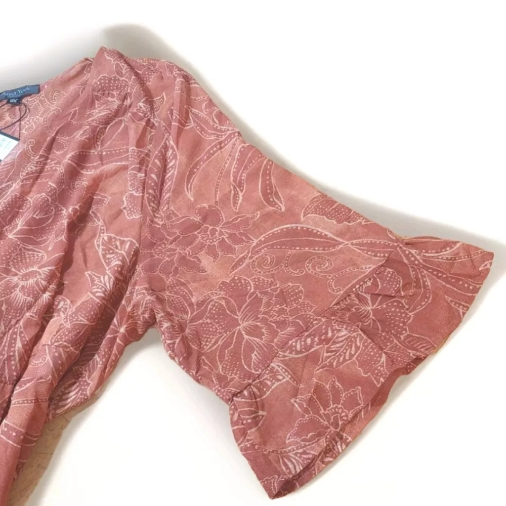 Arna York Viola Wrap Maxi Dress Woman 6X 30W 32W Batik Blooms Sheer Floral New - Picture 4 of 14